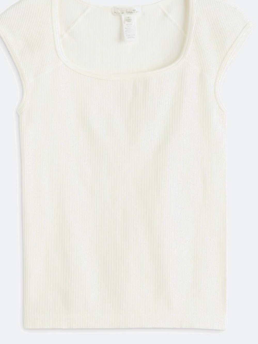 nine britton Cream Ribbed Scoop Neck Tank